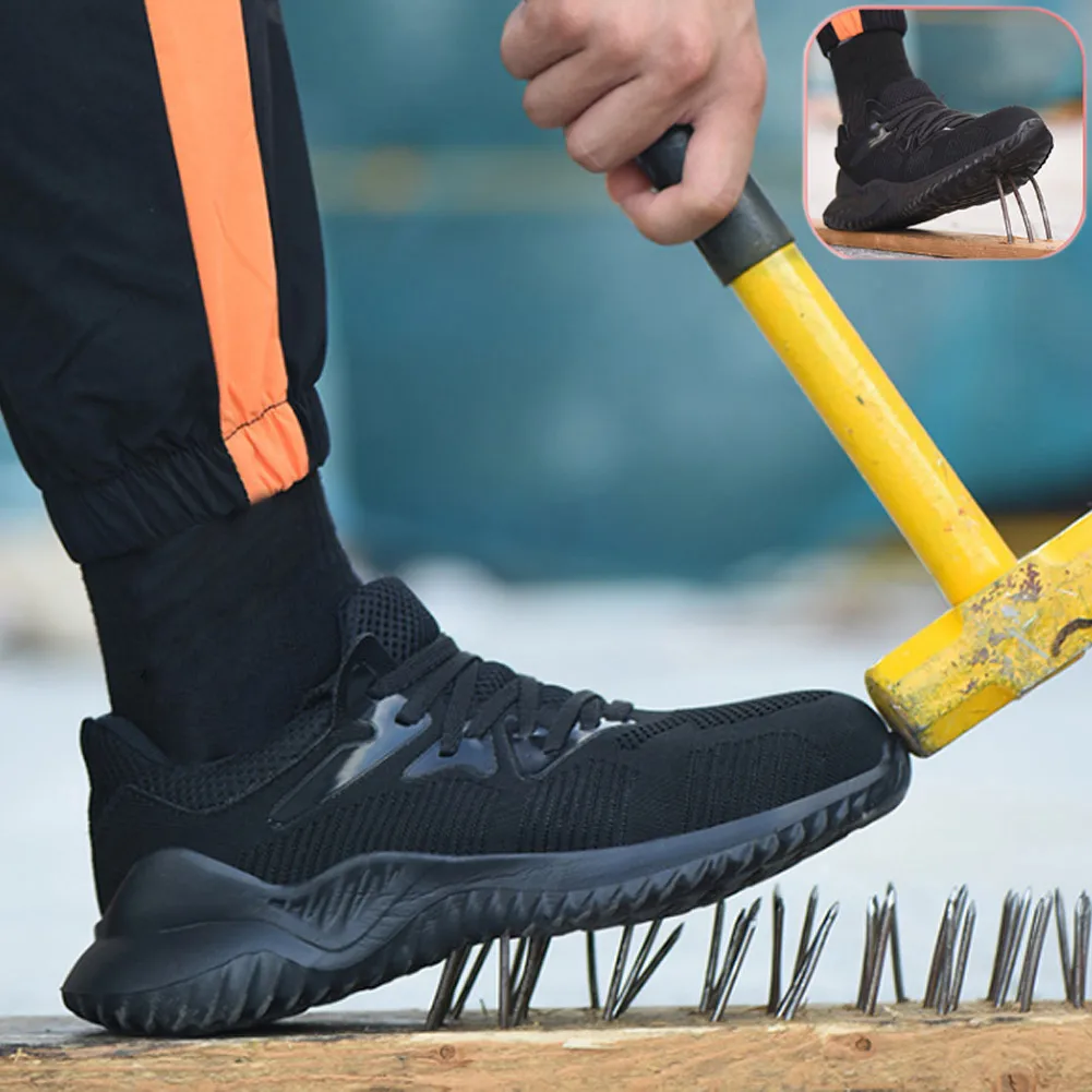 

2019 Spring Autumn Men Indestructible Shoes Steel Toe Safety Boot Protection Workers Sneakers Running Shoes H66