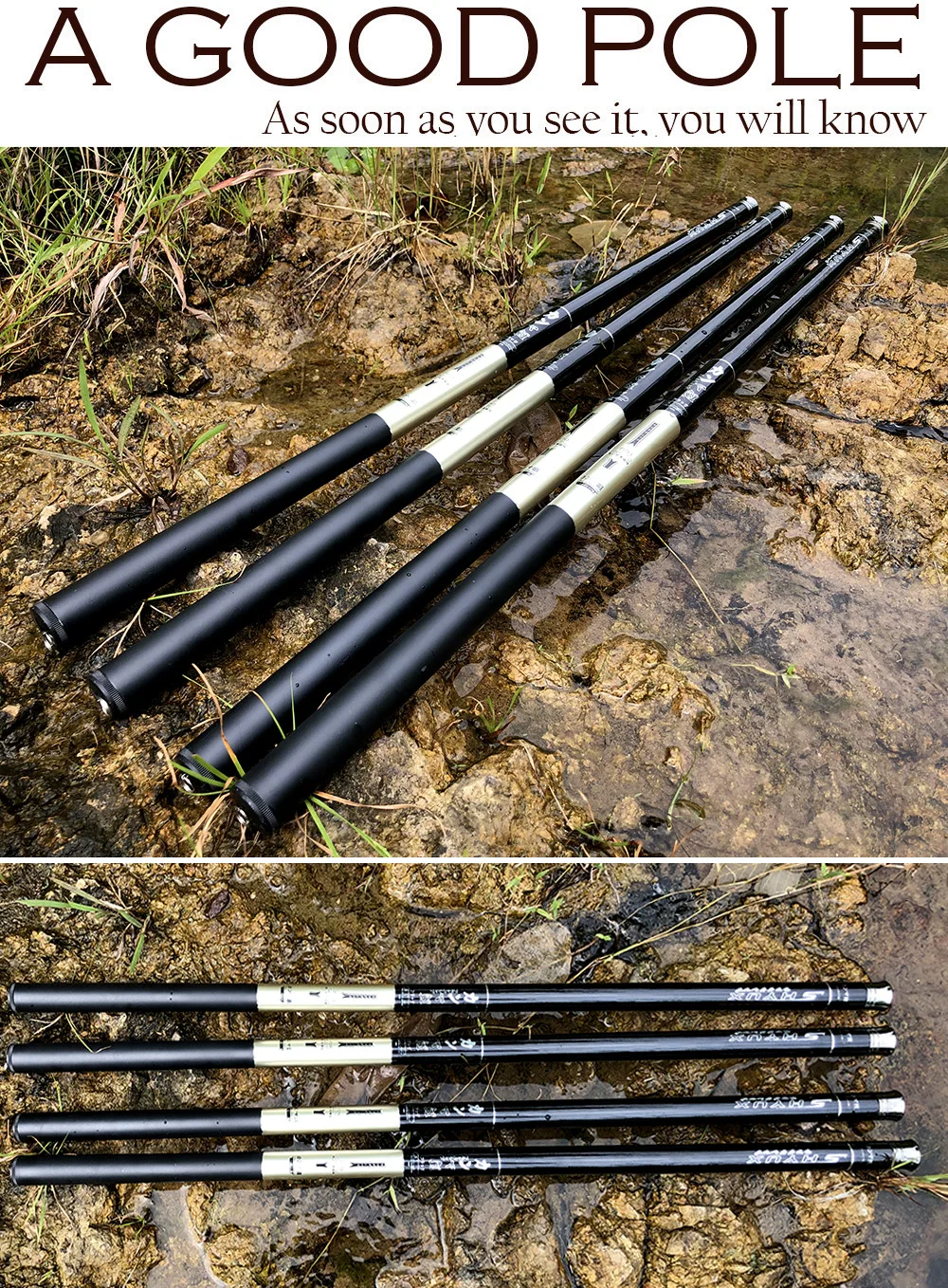 Vara de Pesca Mão de Fibra de Carbono Nova Ultraleve Superhard 4.5 5.4 6.3 7.2m Córrego Pólo Fundição Telescópica Peixe Atacar 3.6 - 2 Cheap Varas de pescar