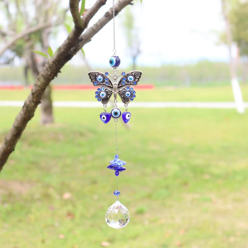Eye Crystal Wind Chime with Metal Hook Butterfly Guardian Angel Protector Garden Hanging Ornament | Дом и сад
