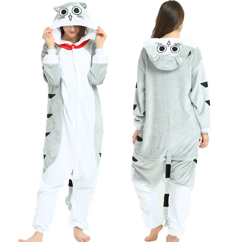 Пижамы кигуруми с единорогом для взрослых, для женщин и мужчин, фланелевые пижамы с милыми животными, пижамы с Пикачу и пандой, домашняя одежда - Цвет: Cheese cat