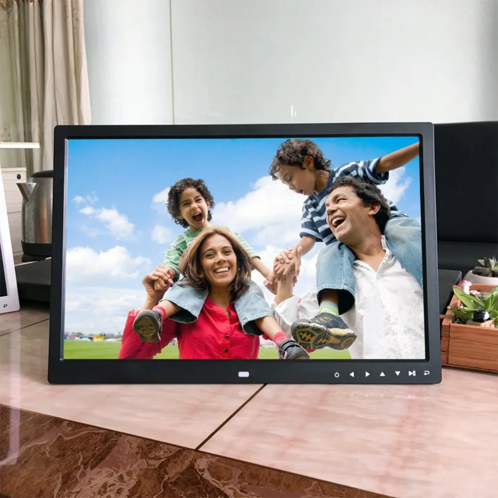 US $149.99 EUUS Plug 17 Inch HD Digital Photo Frame Electronic Album Front Touch Buttons Multilanguage LED Screen Pictures Music Video
