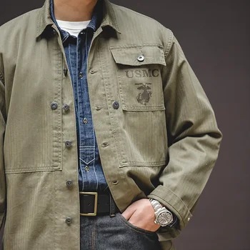 

Maden Men’s Army Green Button Down Long Sleeve Work Shirt Loose Fit Military Tactical Outdoor Hiking Spring Fall Shirts