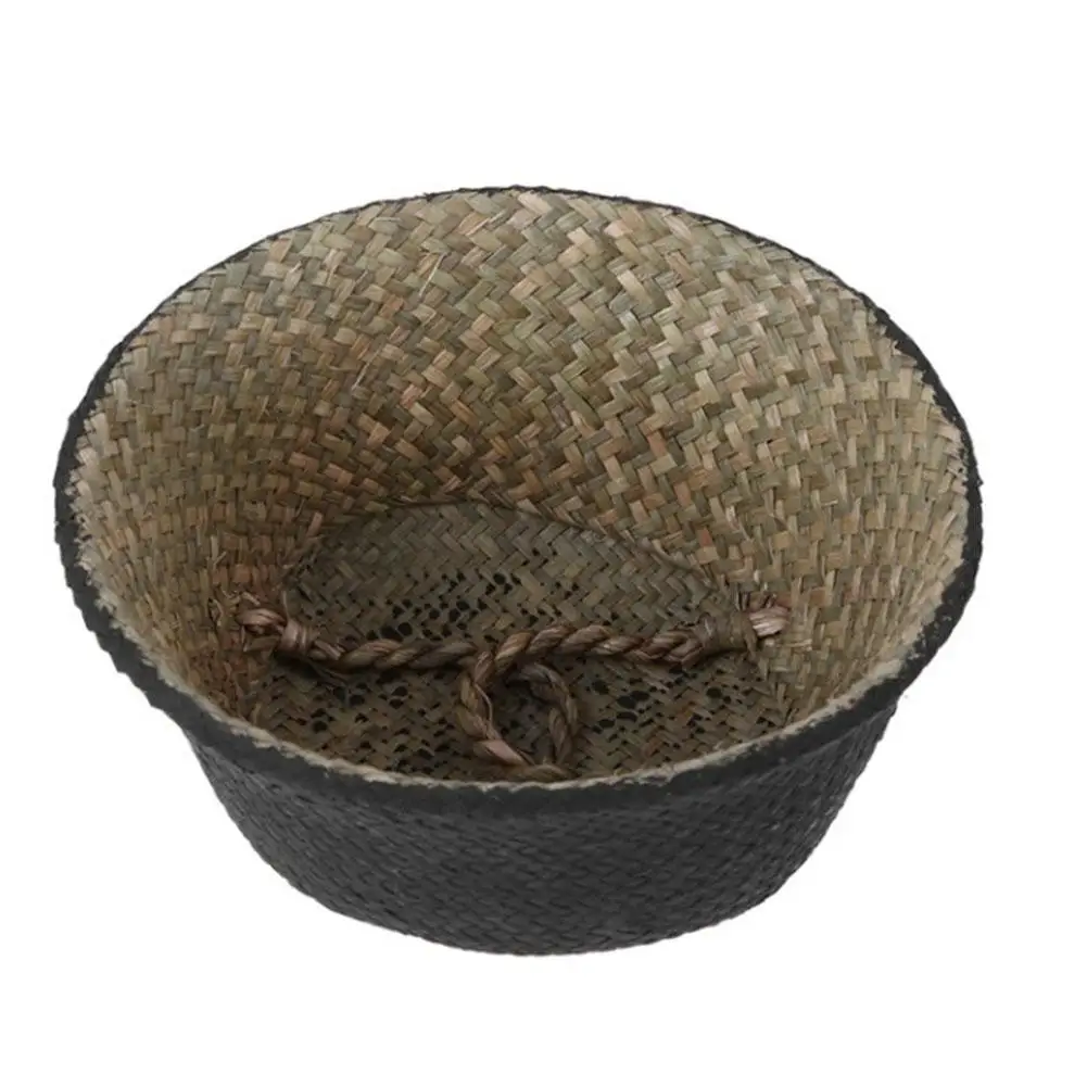 TPFOCUS Storage Basket Hand-Woven Basket Foldable Storage Basket with Handle Organizer for Dirty Clothes Fruit Flowers Seagrass