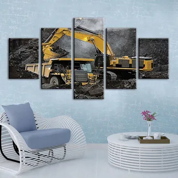

Modern HD Prints 5 Panel Pictures Home Decoration Painting Canvas Modular Excavator Poster For Bedroom Wall Artwork No Framework
