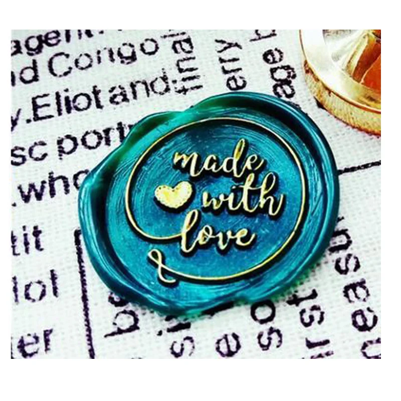

Heart Sellos Made with Love wax seal stamp envelope alphabet stamps for boy girl wedding invitations copper head wood handle