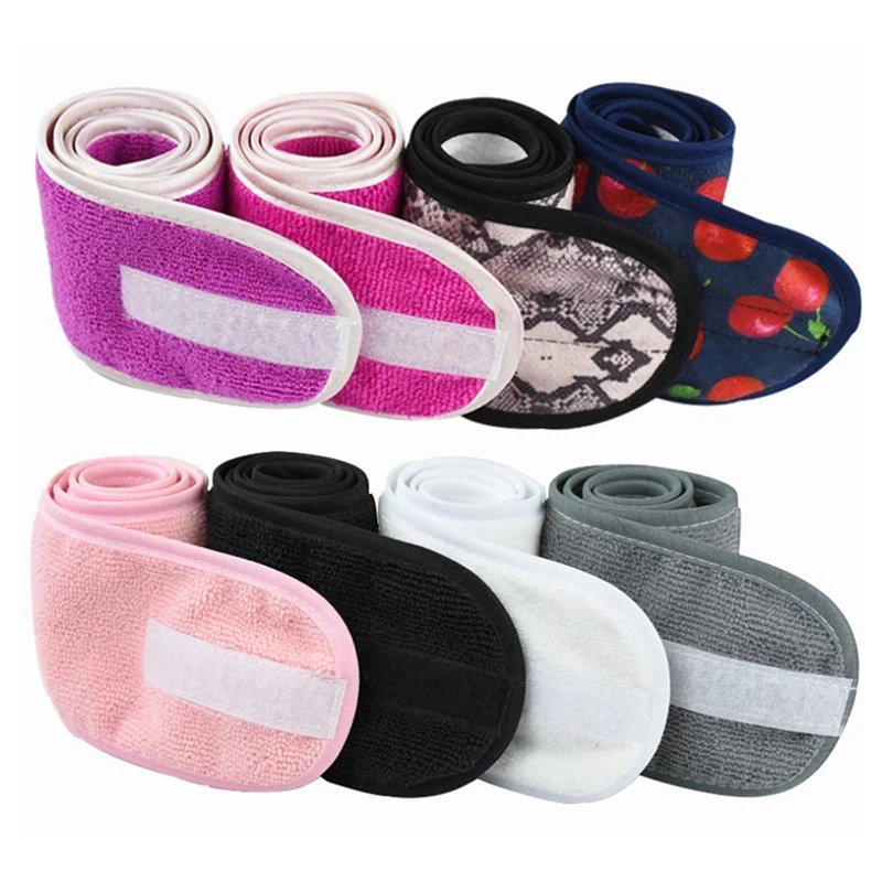 1PC Adjustable Women Spa Facial Hairband Makeup Headband Toweling Hair Wrap Shower Caps