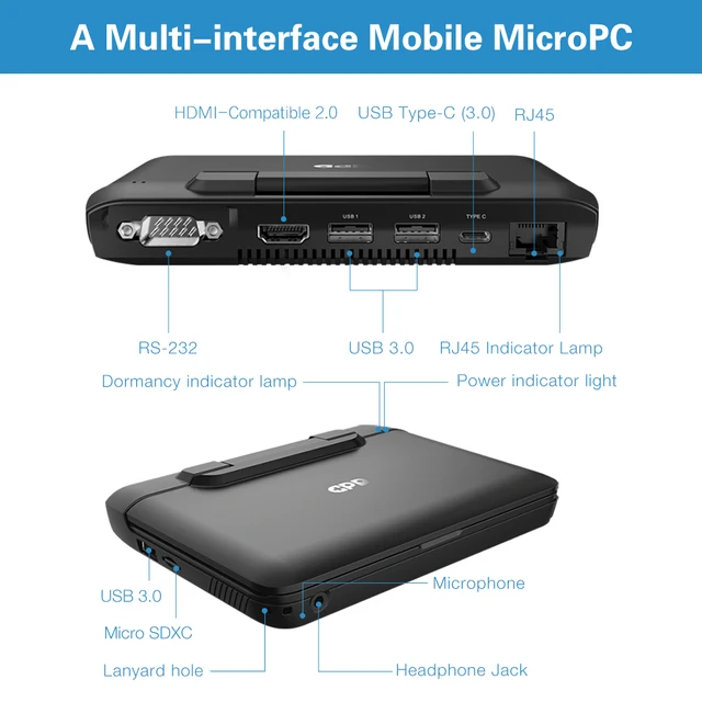 Cheap Pocket Laptop Netbook Computer Notebook GPD MicroPC 6 Inch RJ45 RS232 HDMI-Compatible  Windows 10 Pro 8G RAM Backlit Black 6