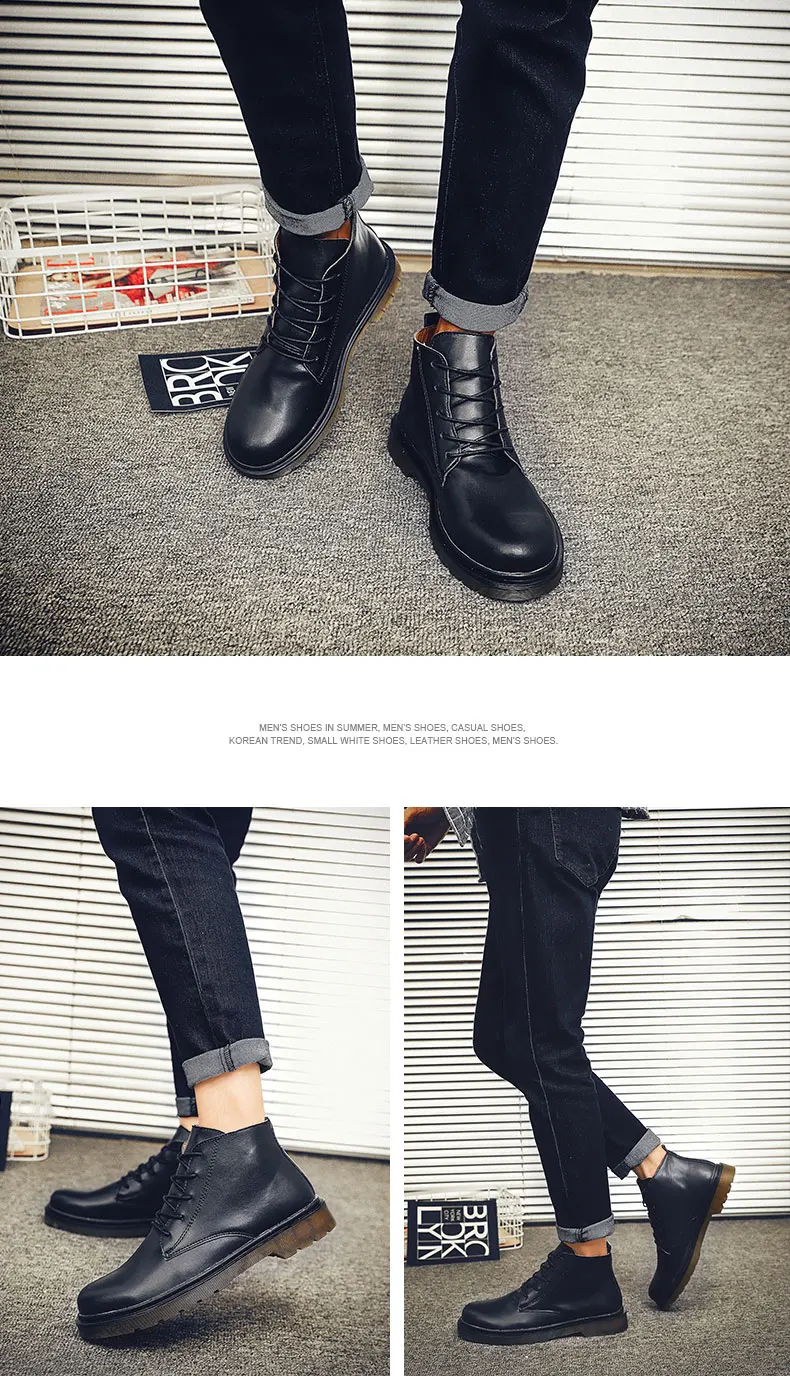 Зимние ботинки мужская Высококачественная Мужская обувь больших размеров модная теплая удобная мужская обувь черного цвета в британском стиле