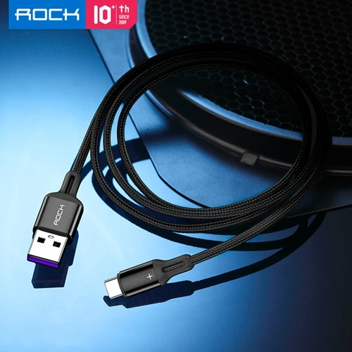 ROCK USB C кабель 5A Supercharge usb type C кабель для huawei p20 lite Быстрая зарядка быстрое зарядное устройство кабель для samsung S9 8 Note - Цвет: Black 1m