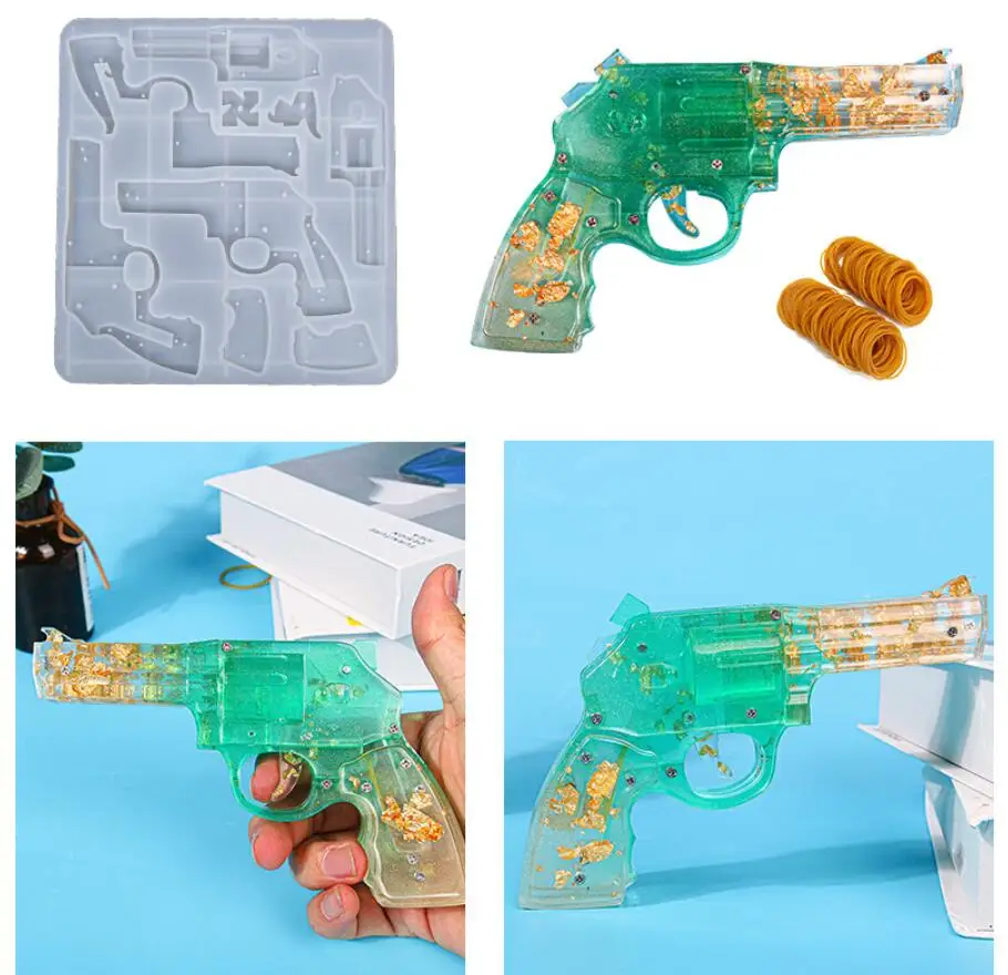 Epoxy Resin Mold, Revolver Rubber Model Mold, DIY Toy Gun Silicone Mold