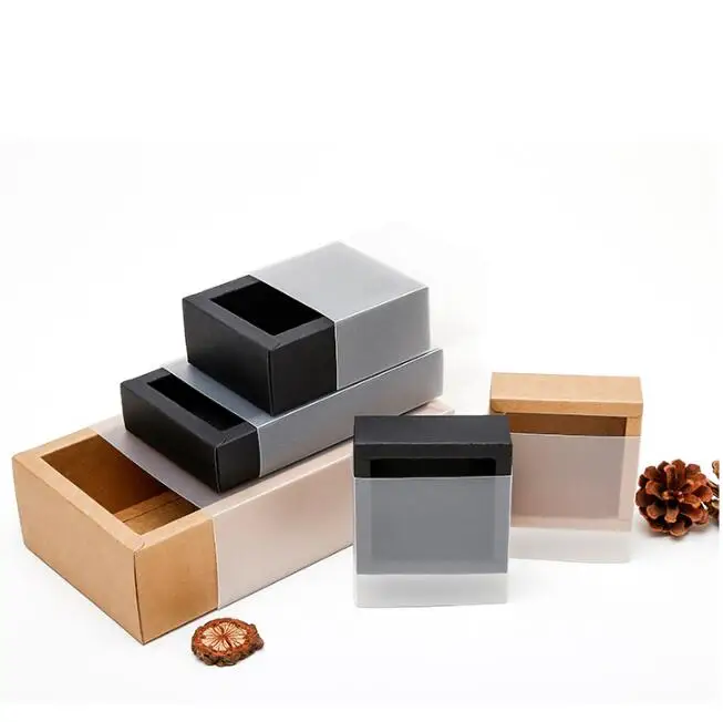 10 шт прозрачная матовая крафт-бумага коробка ПВХ рукав черный ящик коробка конфеты из нуги упаковочная коробка Подарочная бумажная коробка