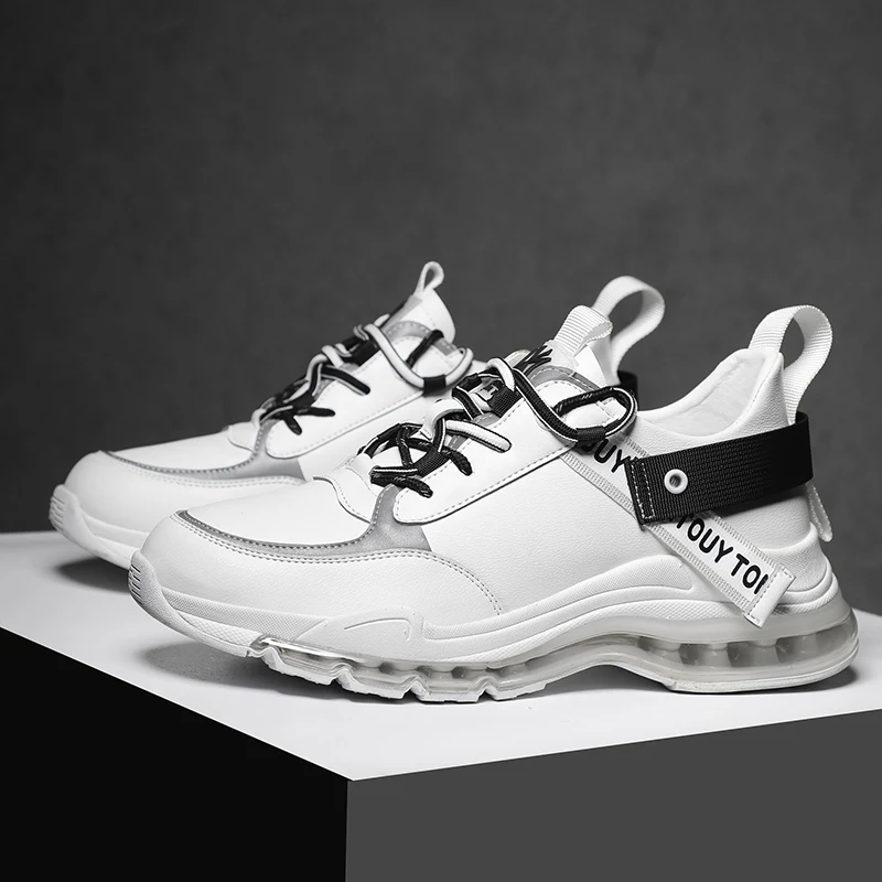 White Upper 1Black Misalwa/мужские кожаные кроссовки с воздушной подушкой; Серебристые Светоотражающие Молодежные женские туфли для влюбленных; обувь для сцены; размеры 36-45 - Цвет: White Upper 1Black