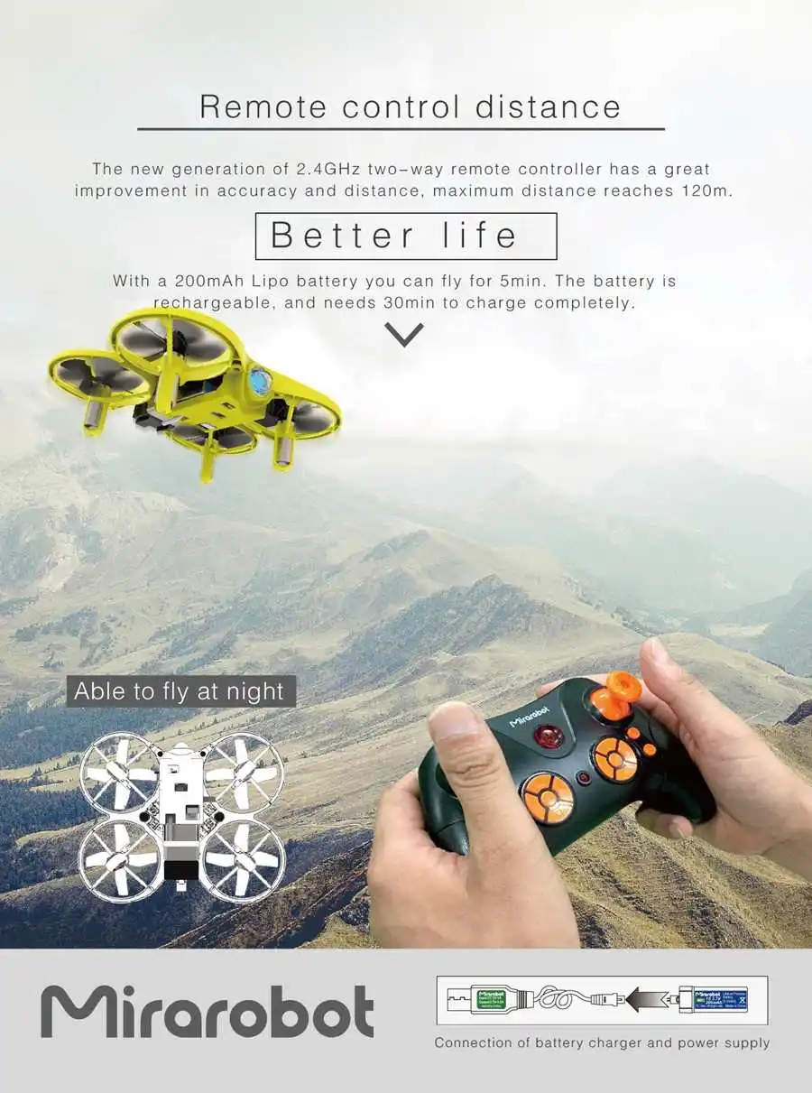 Mirarobot S60 микро FPV гоночный Дрон Квадрокоптер Acro режим полета переключатель с CM275T 5,8G 720P камера