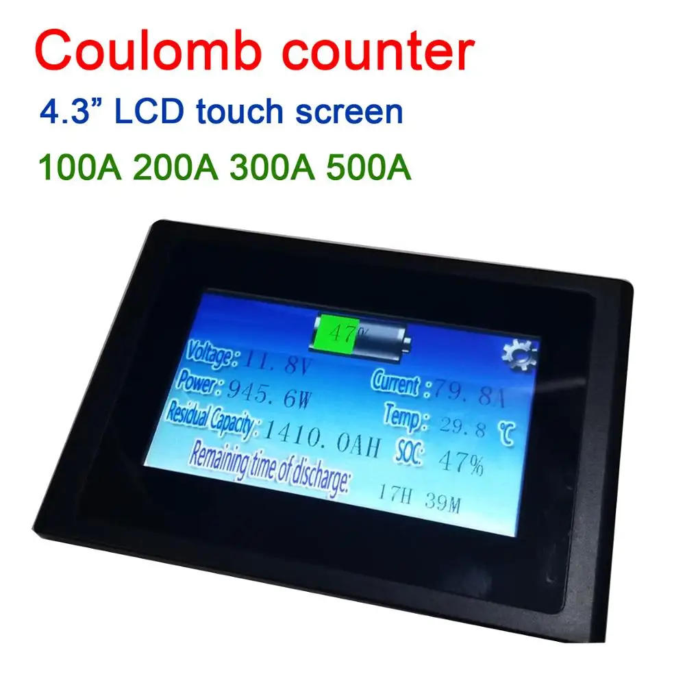 

Coulomb counter smart terminal displays 4.3-inch TFT touch screen. RV, energy storage Li-ion Lifepo4 Lithium battery management
