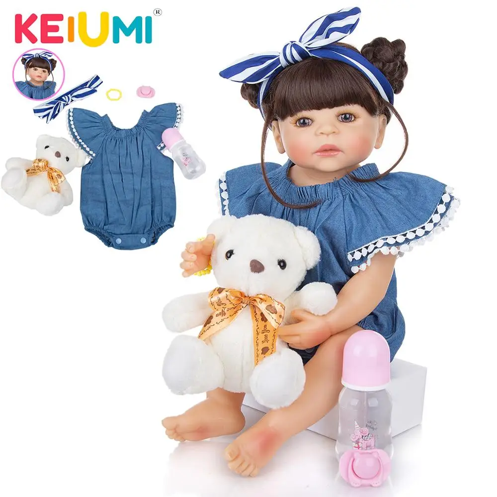 KEIUMI New Design 55 CM Reborn Baby Doll Silicone Full Body Realistic Dress Up Cute Bebe Reborn Menina For Children's Day Gifts