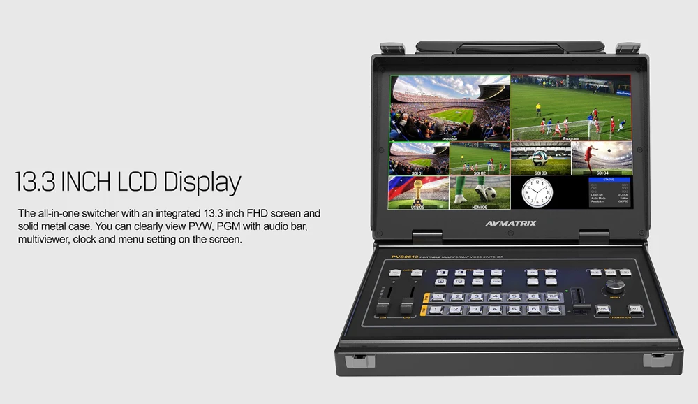 AVMATRIX PVS0613 PVS0613U 13.3 inch FHD LCD Display Portable 6CH 