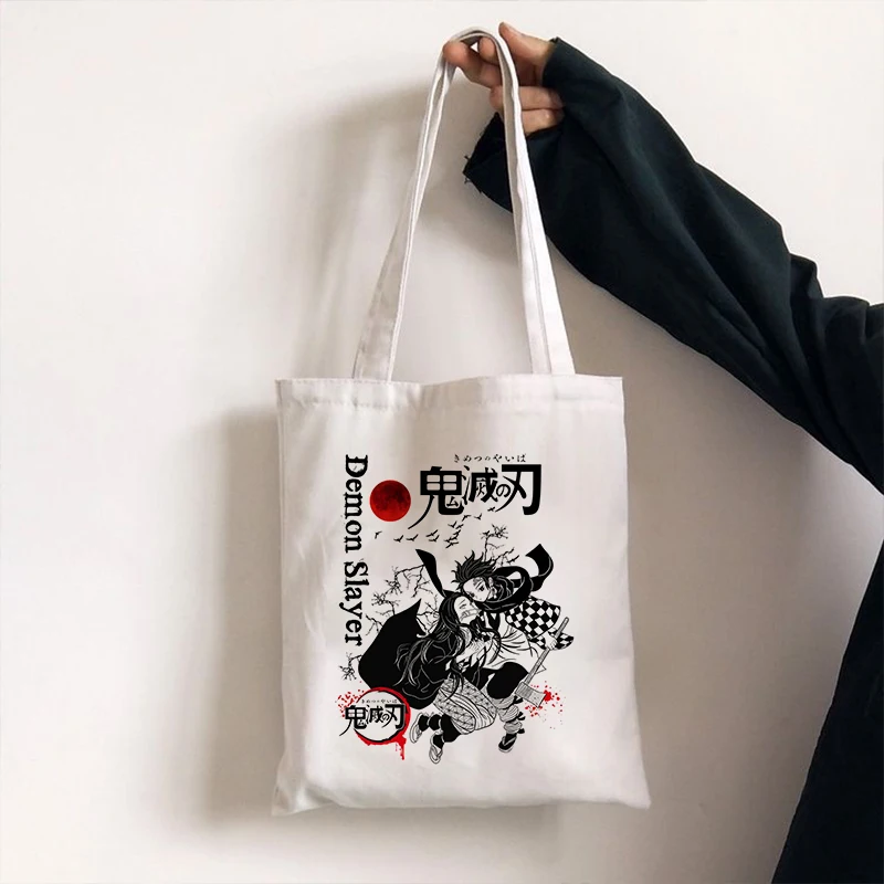 Shopping Bags Shopper Bag Demon Slayer Anime Rengoku Kyoujurou Kimetsu No Yaiba Harajuku Canvas Tote Bag Handbags Shoulder Bags