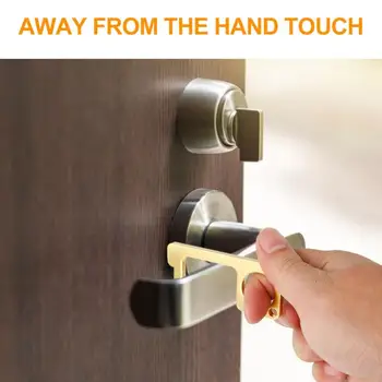 

Contactless Safety Door Opener Portable Sanitary Hand Antibacterial Brass Door Opener Elevator Handle Key
