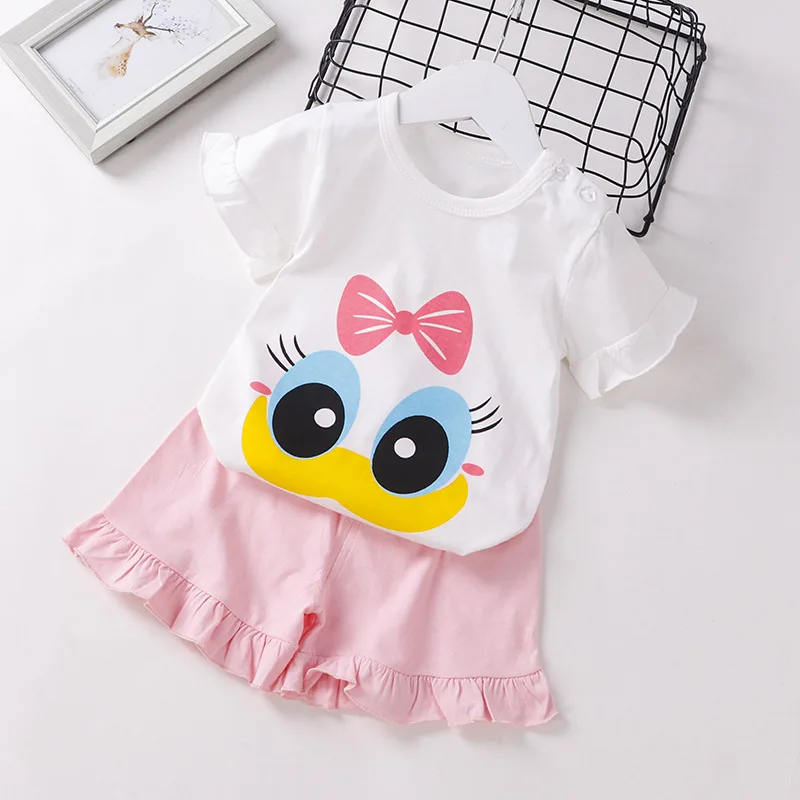 Летний комплект одежды для маленьких девочек из 2 предметов Одежда младенцев