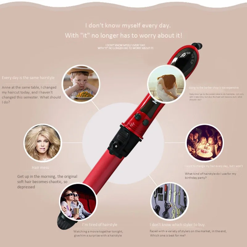 Kemei Km-1919 турмалиновые керамические бигуди для волос 2 в 1 ЖК-выпрямитель для волос плоский Утюг для волос качели груша цветок конус электрические бигуди