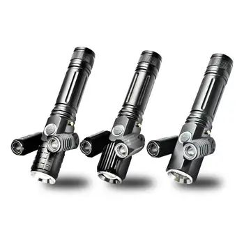 

T6 L2LED Flashlight Torch wiht 3 Light Heads USB Rechargeable Outdoor Work Light Adjustable Night Riding Light