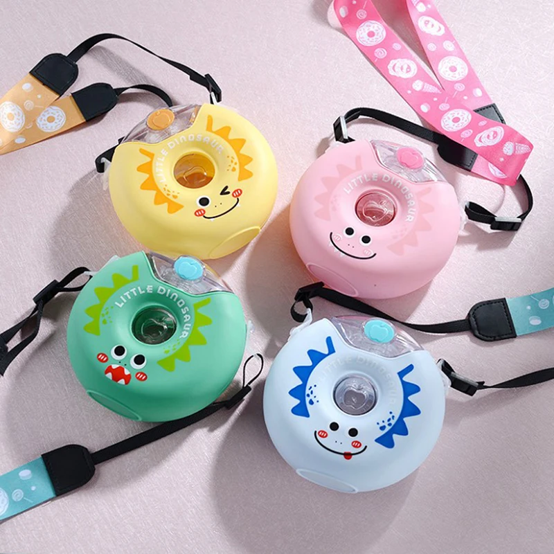 

380ml Rainbow Cartoon Water Bottle for Donuts Silicone Kettle with Straw Water Bottles Creative Silicone Portable