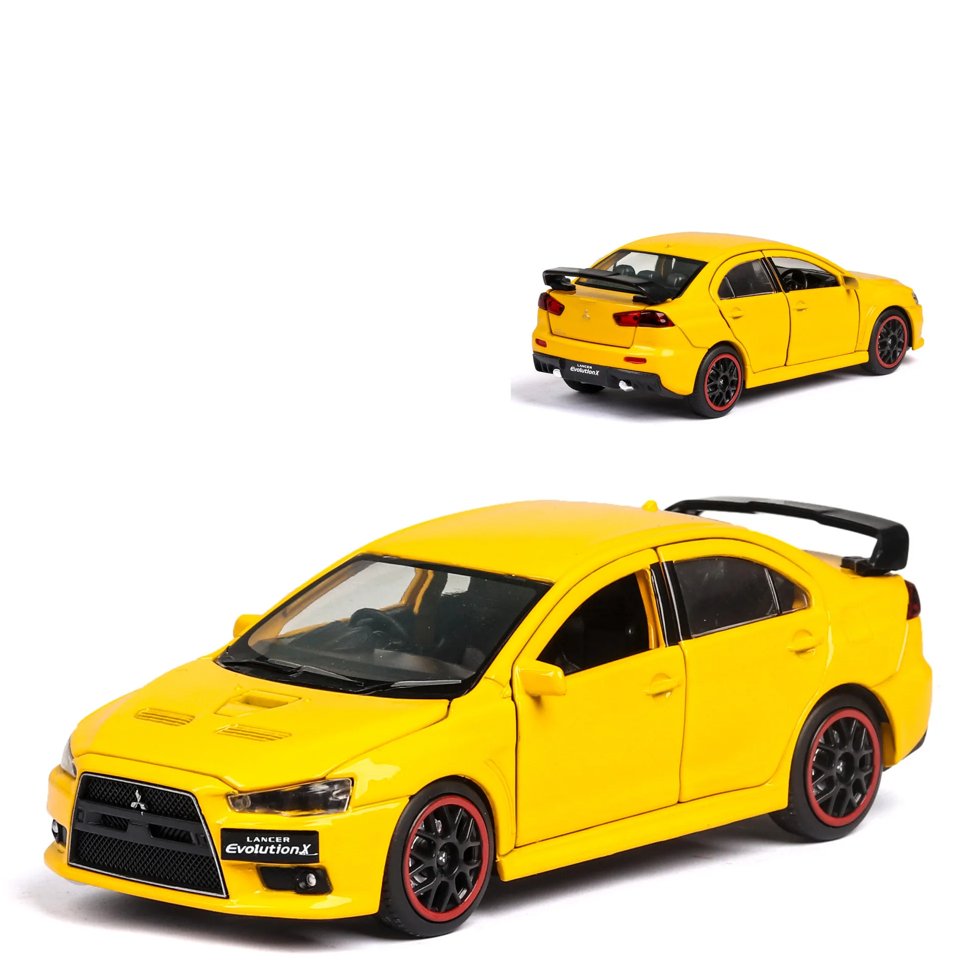 Моделирование 1:32 Mitsubishi Lancer Evo модель автомобиля из сплава, детский звук и свет игрушка с инерционным механизмом модель, подарок на день рождения - Цвет: Цвет: желтый