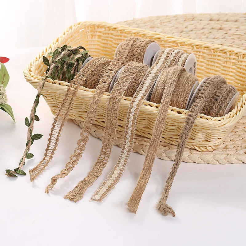 Пеньковая веревка, зеленые листья, кружевная лента, украшенная веревкой, сделай сам, для свадебной вечеринки, дома, тканая джутовая пряжа, подарочная упаковка