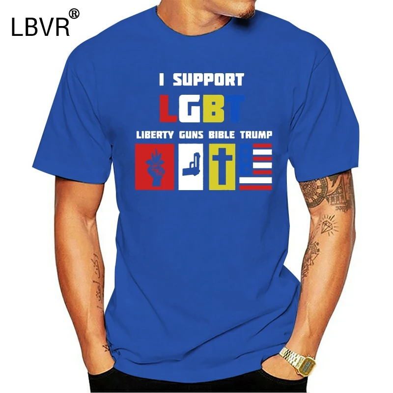 Забавные мужские рубашки I Support лгбт свобода пистолеты библия трамп новинка 2020