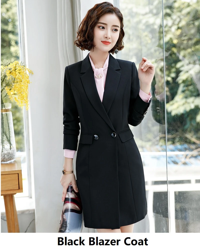 Black Coat Высококачественная средняя Длинная ветровка формальный офисный женский стиль женские блейзеры и куртки пальто деловая рабочая одежда Верхняя одежда Топы Одежда - Цвет: Black Coat