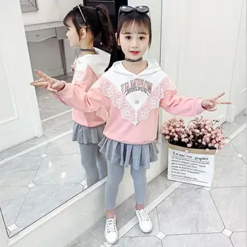 

Girl suit 2020 New Arrival Spring Casual print Hoodie + Elastic pants Children's fashion 2pcs suit Size 120-160cm Kids Clothing