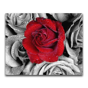 

DIY 3D Diamond Painting Flower Full Round Diamond Mosaic Rose Full Square Diamond Embroidery Cross Stitch Gray Red