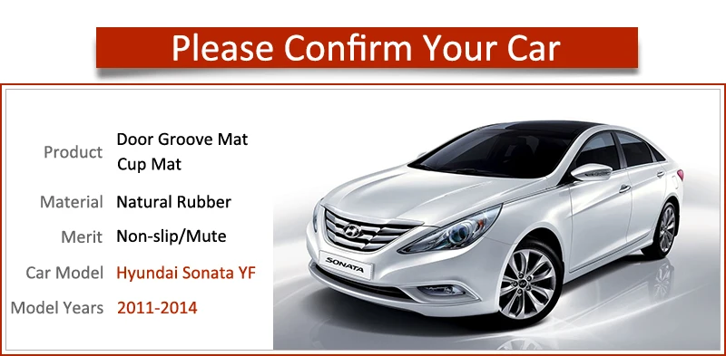 Противоскользящий коврик для hyundai Sonata YF i45 2011 2012 2013 Аксессуары ворота слот подставка анти-Грязная дверь паз коврик автомобильный Interio