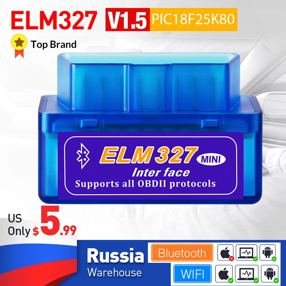 Elm 327 V 1 5 の Bluetooth Elm327 Wifi Obd2 V1 5 Android Ios カースキャナ自動車 Obd 2 自動診断ツール Obdii Scaner W76
