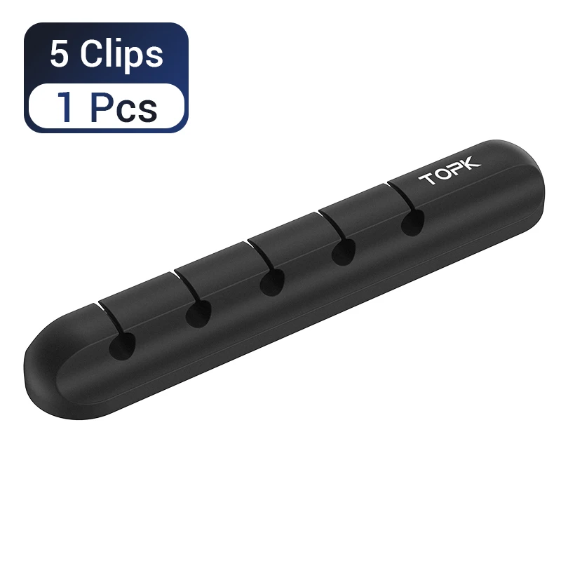 5 Clips - 1 Pieces TOPK Cable Organizer силиконовый USB Cable Winder Настольный аккуратный зажим для управления держатель кабеля для мыши провод для наушников - Цвет: 5 Clips - 1 Pieces