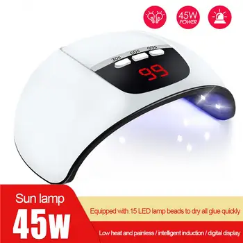 

Lamp for Manicure 45W Nail Dryer Machine Quick Drying Curing UV Gel Varnish Nail Lamp with 100pcs Leds Motion Sensing UV LED