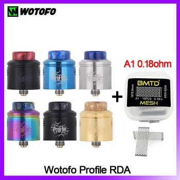 

Original Wotofo Profile RDA 24mm Vape Tank With A1 0.18ohm Mesh Coil Rebuilding Dripping Atomizer For E Cigarette 510 thread