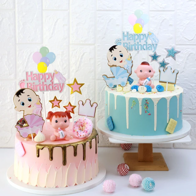 Décoration de gâteau en forme d'arc-en-ciel pour garçon et fille, décor de  fête préChristophe, pour 1er anniversaire - AliExpress