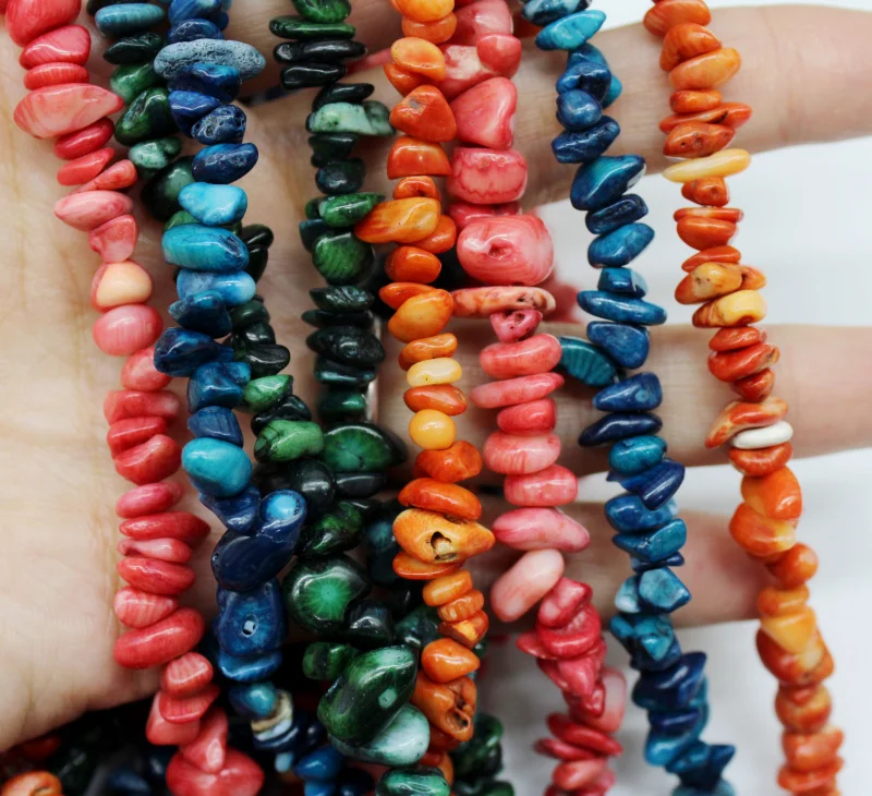 high quality 5 Gravel irregular Dye Color Natural Coral 5-8 mm Stone Beads For Jewelry Making DIY Bracelet Necklace Strand 34'' |