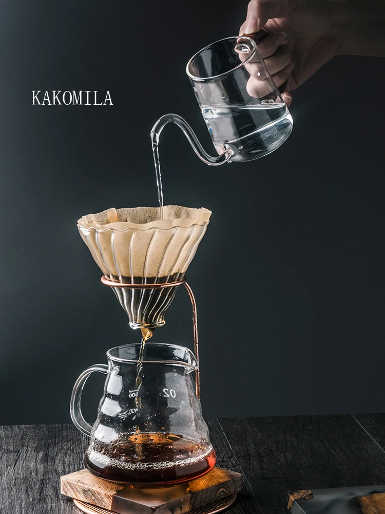 

Coffee filter V60 server glass coffee pot 600ml espresso maker percolator kettle v60 gooseneck glass carafe reusable filters