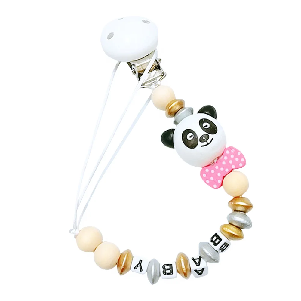 Portable Lightweight Bow Letter Pattern Toy Odontoprisis Dummy Clip Anti-lost Wooden Infant Pacifier Chain Soother Durable | Мать и
