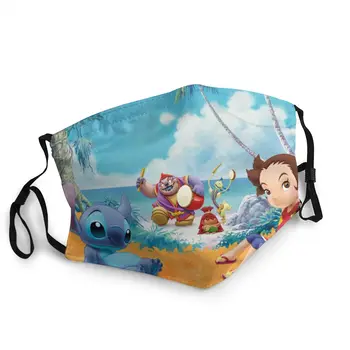 

Adult Big Mouth Print Face Fabric Masks Lilo And Stitch Friends Mouth Cover Reusable Protection Dust Washable Masks