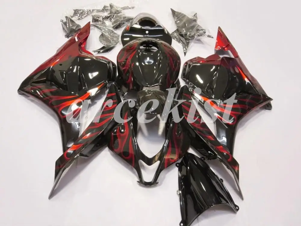 Black Red Flame Лидер продаж литья под давлением ABS мотоцикл обтекатель комплект подходит для CBR600RR F5 2009 2010 2011 2012 на заказ белый красный - Цвет: Black Red Flame