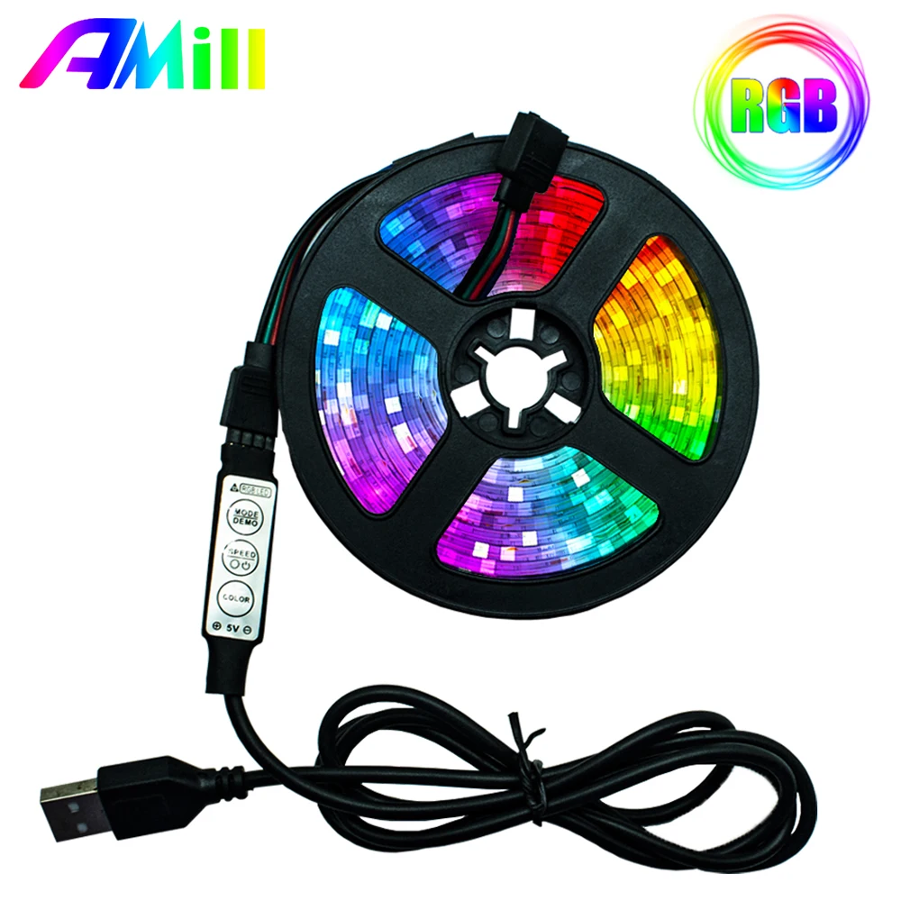 Светодиодная гибкая лента AMill 1 м 2 3 4 5 SMD 2835 в постоянного тока подсветильник для
