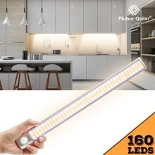 80/120/160 LEDs PIR Motion Sensor LED Under Cabinet Light Dimming Adjust Sensing Time Night Lamp For Kitchen Wardrobe Stairs