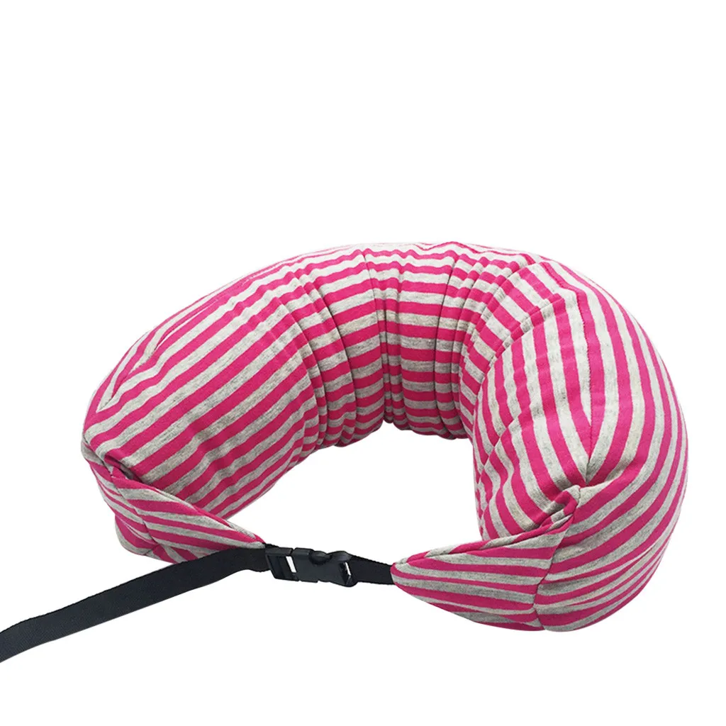 Hot Pink Подушка для шеи Ouneed, одноцветная, в полоску, для путешествий, подушка для шеи, u-образная форма, для автомобиля, самолета, для головы, поддерживающая подушка для шеи, cuscini divano - Цвет: Hot Pink