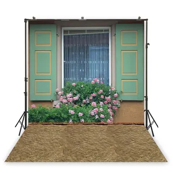 

Mint Green window pink flowers background photography backdrop party decorations photoshoot photo background XT-1516