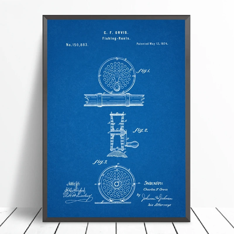 Fly Fishing Reel Patent Wall Prints