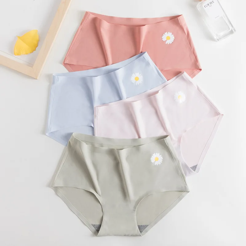

Student Panties Daisy Print Cotton Lingerie Intimates Bag Hip Ladies Briefs Pure Color Comfortable Breathable Women Lady Panties