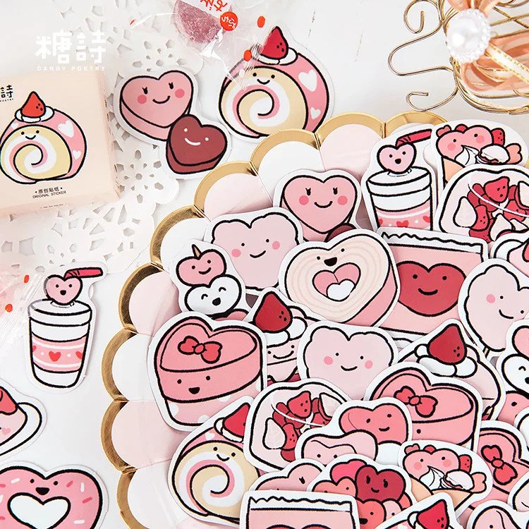 

Sugar Poem Boxed Adhesive Paper Dessert Remember PDA Laptop DIY Decorative Stickers Universal Sealing Paste 45 PCs